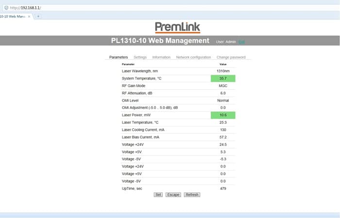 PL1310 WEB Interface