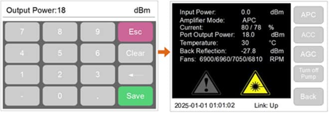 Touch Screen EDFA APC Mode